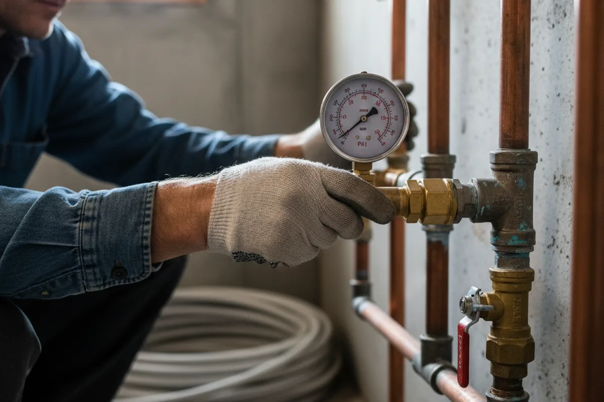 Pressure testing a repaired line during Water Line Repair in Baring